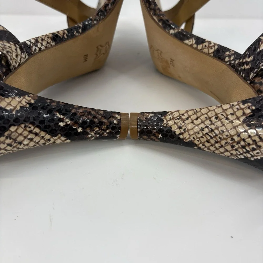Antonio Melani Catwalk Animal Print Slingback Heels‎ Women's Size 8M Tan Gold